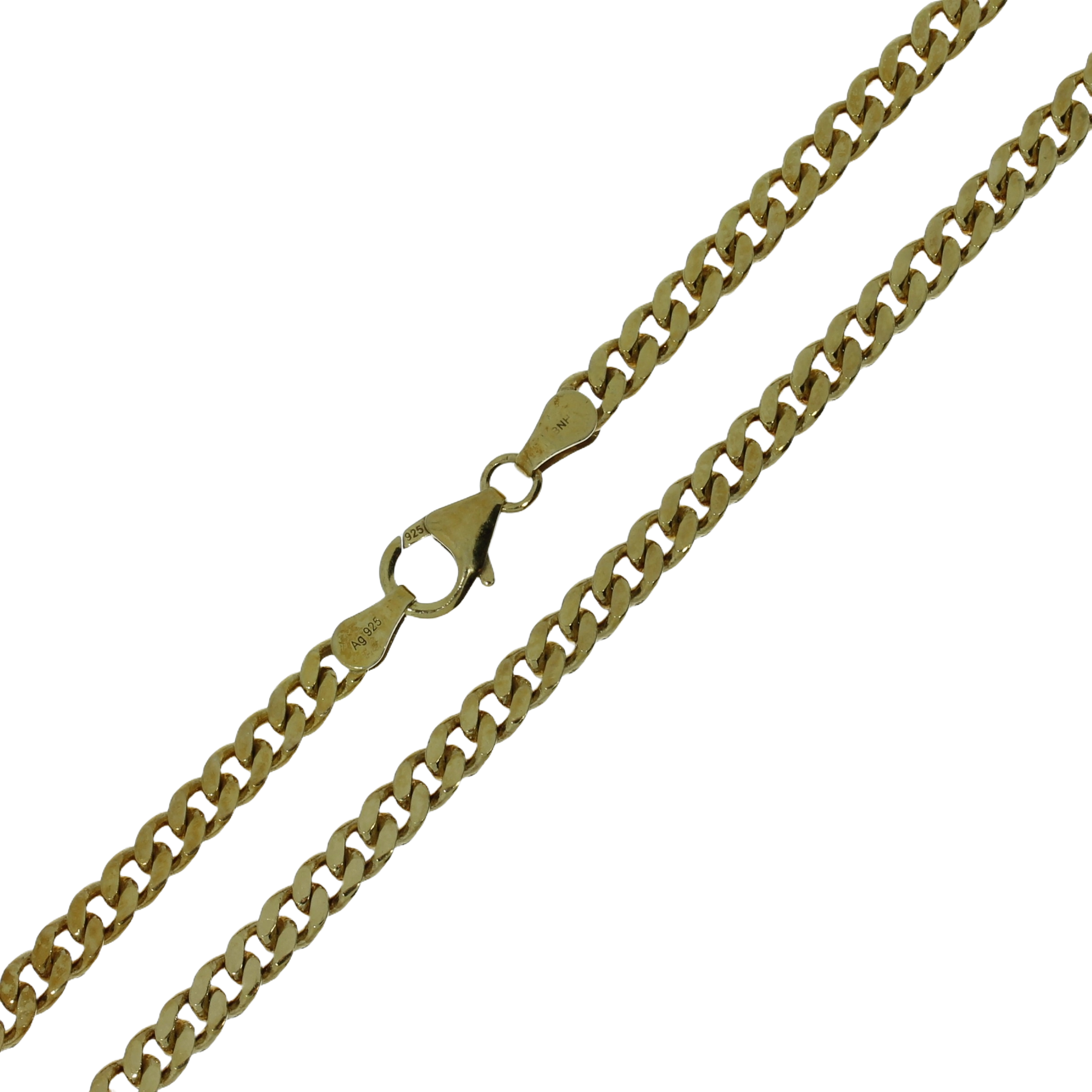 Forgyldt Panser Facet Kæde 42cm