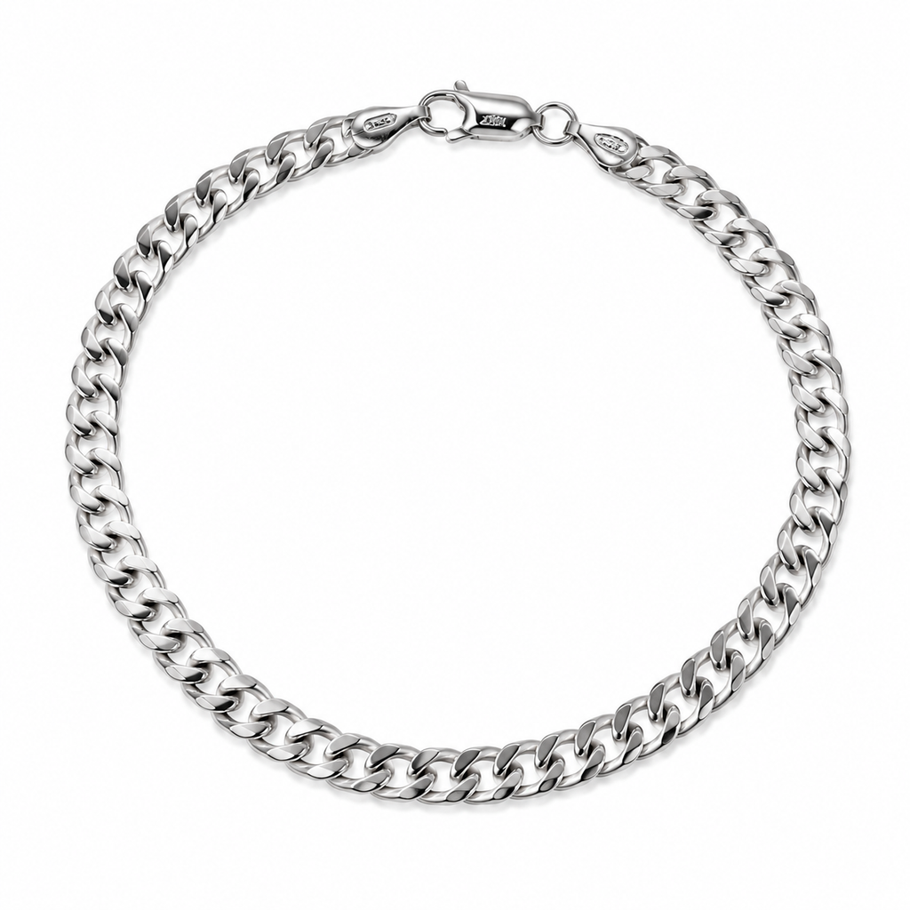 Sølv Panser Facet Armbånd 4,5mm