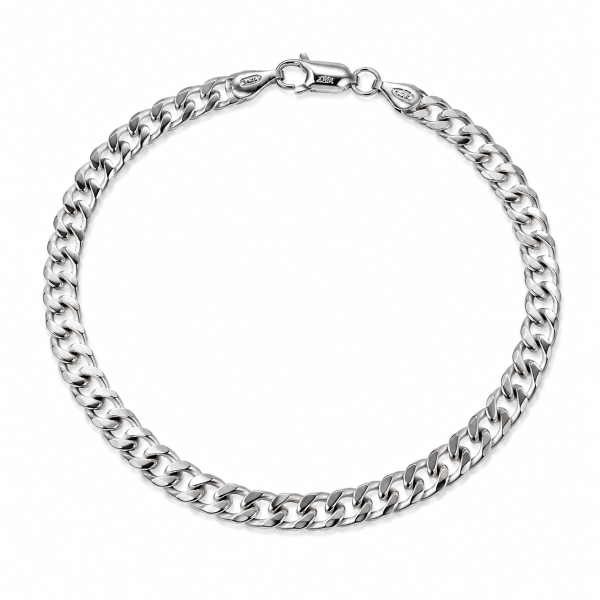 Sølv Panser Facet Armbånd 4,5mm