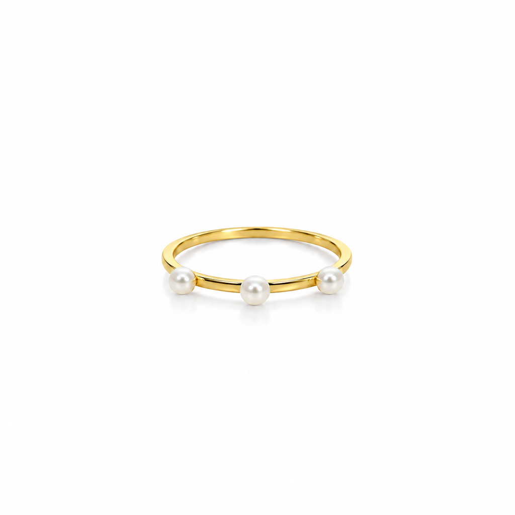8 Karat Trio Ferskvandsperle Ring