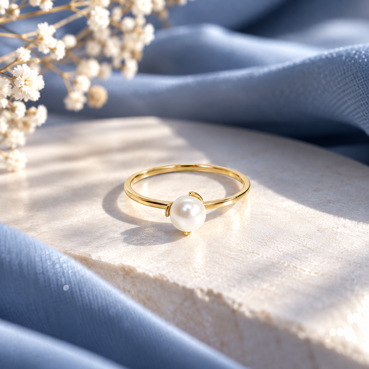 8 Karat Ferskvandsperle Ring