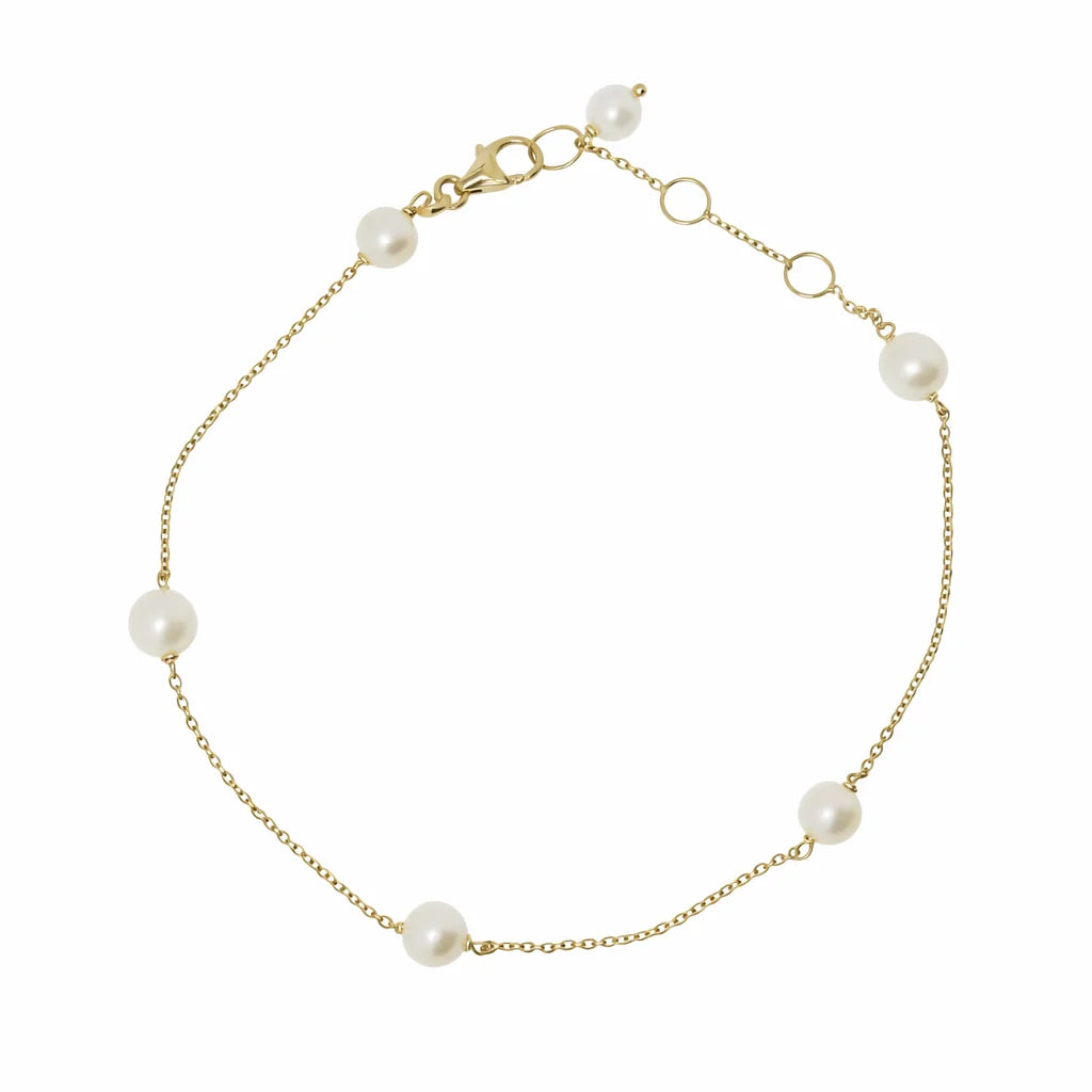 9 karat guldarmbånd med fersksvandsperler