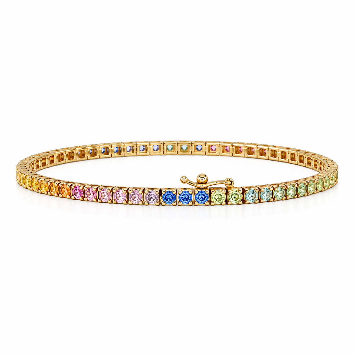 14 Karat Regnbue Safir Tennisarmbånd 2,01 ct.