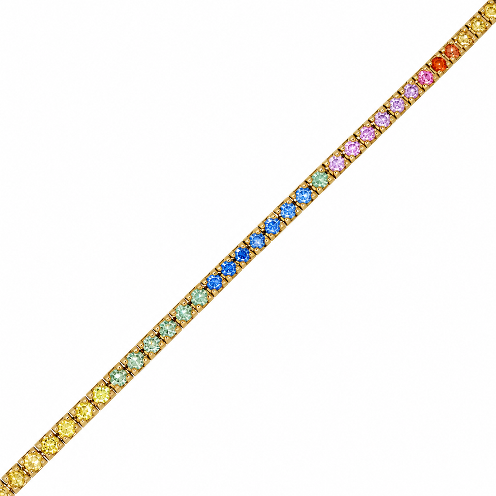 14 Karat Regnbue Safir Tennisarmbånd 2,01 ct.