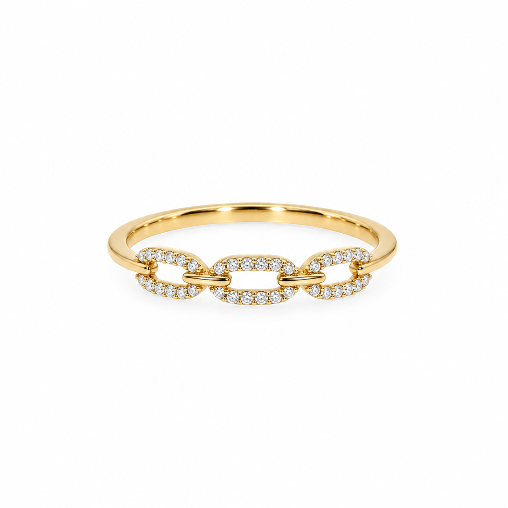 Elina – forgyldt ring med funklende zirkonled