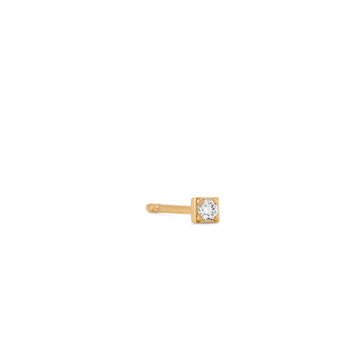 Square Diamant ørestik S - 18kt Rødguld