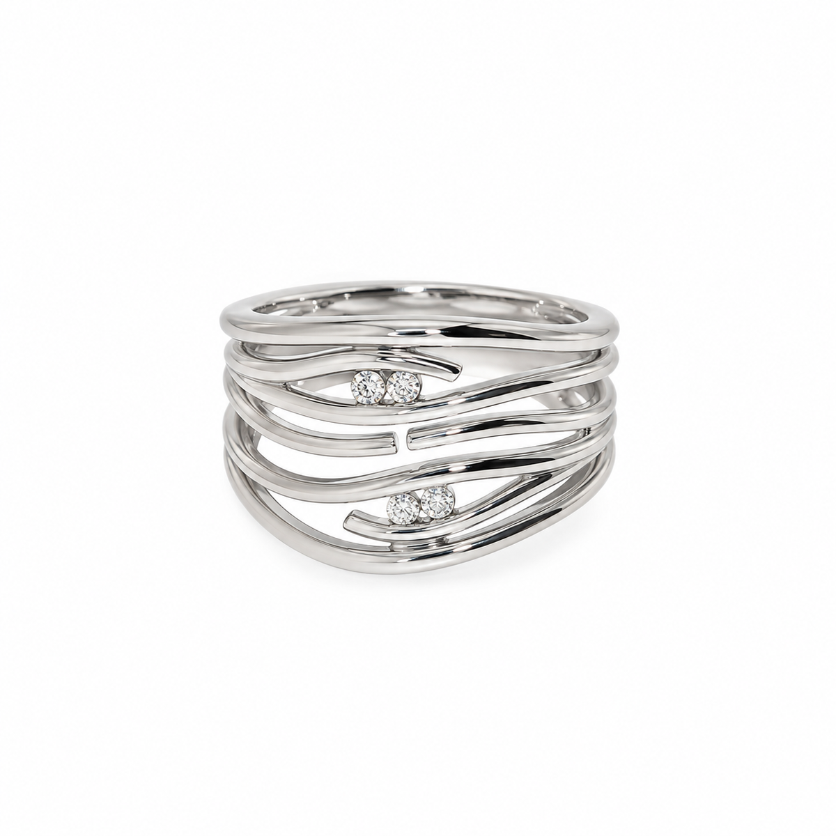 Isabella – sølvring med bølgende design