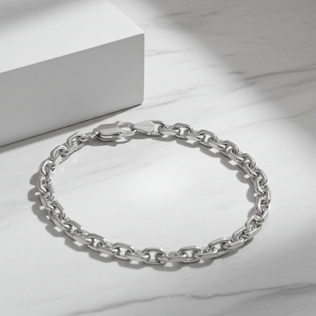 Sølv Anker Facet Armbånd 4mm