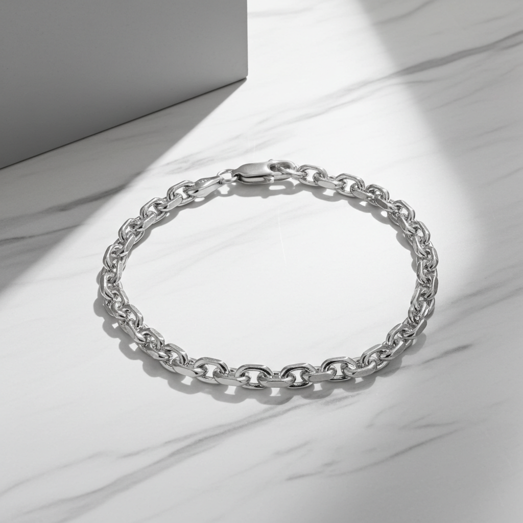 Sølv Anker Facet Armbånd 4mm