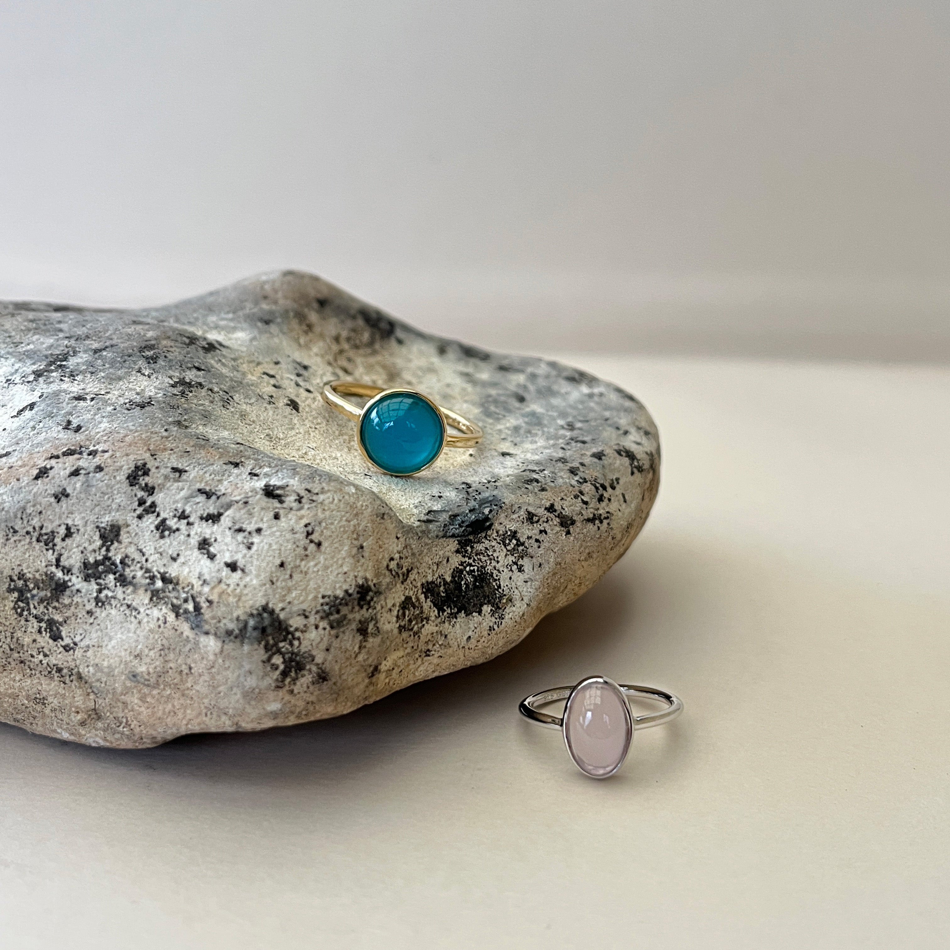 Forgyldt Luna Blue Ring