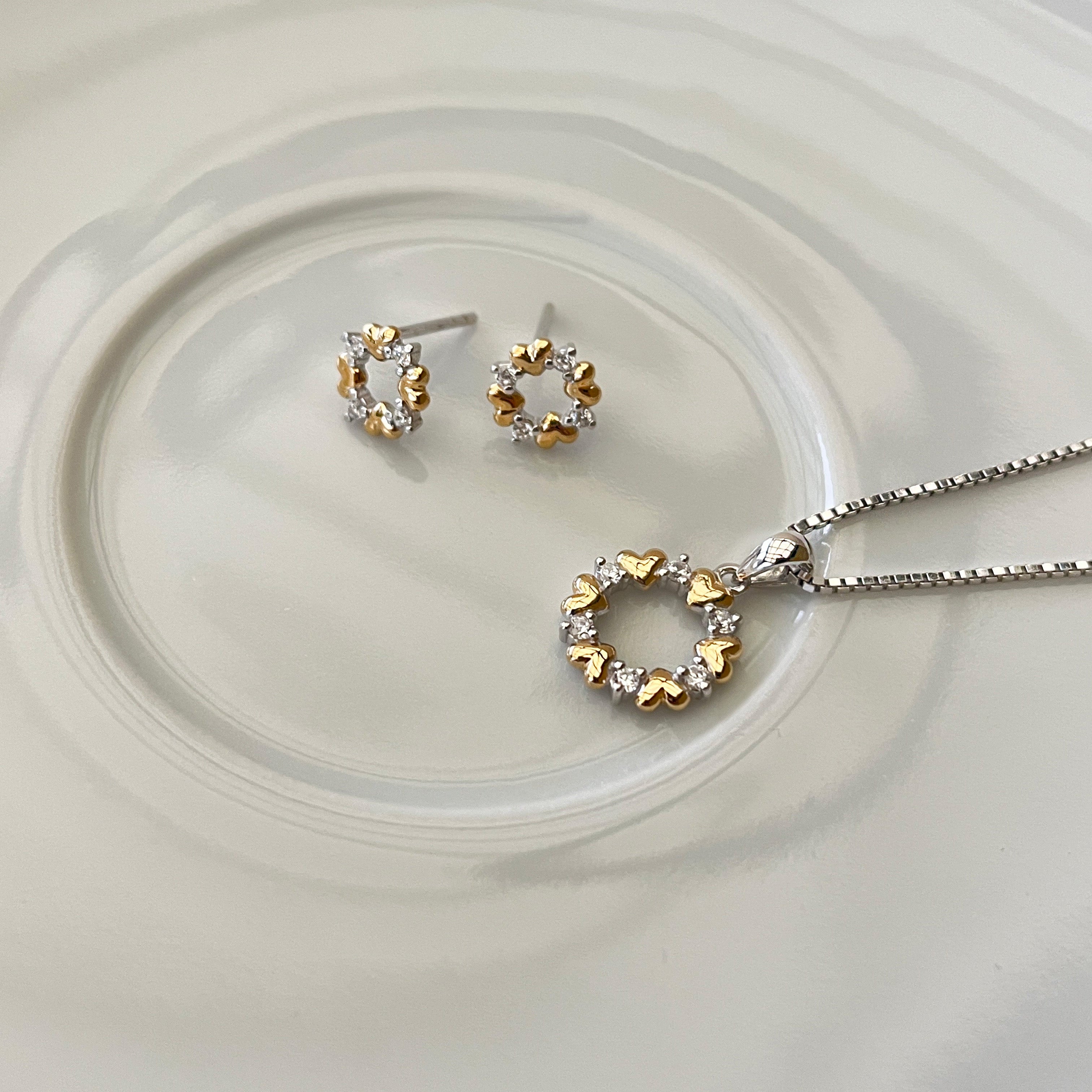 Forgyldt Hjerte og Cirkel Ørestikker