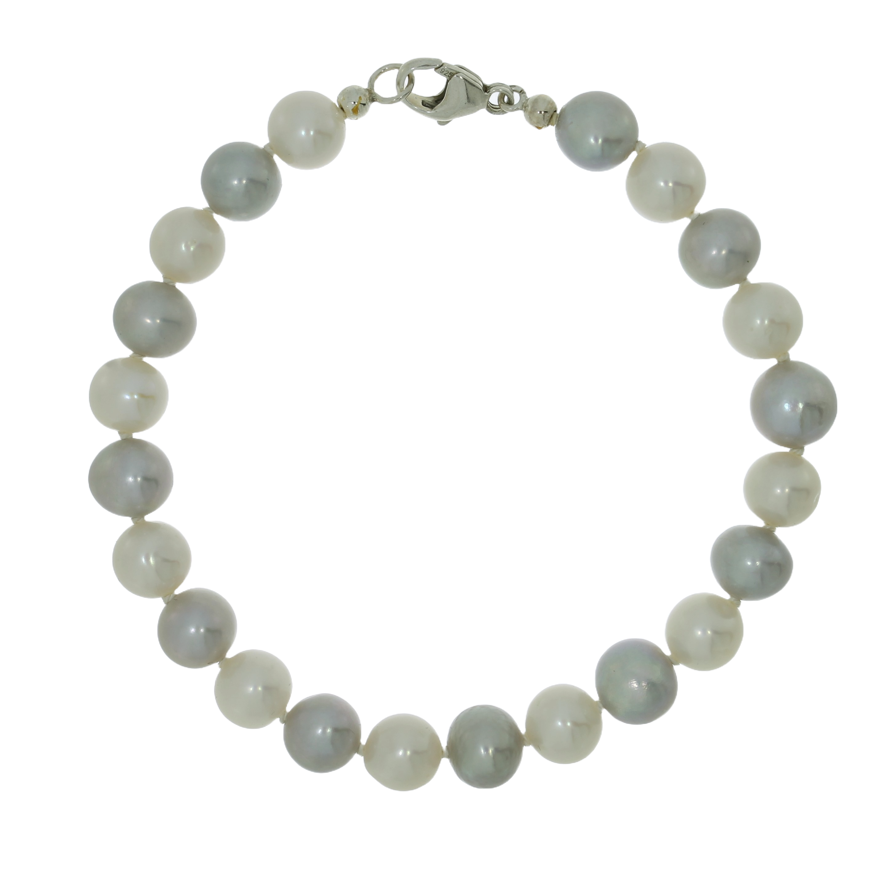 Grå/Hvid Ferskvandsperle Armbånd