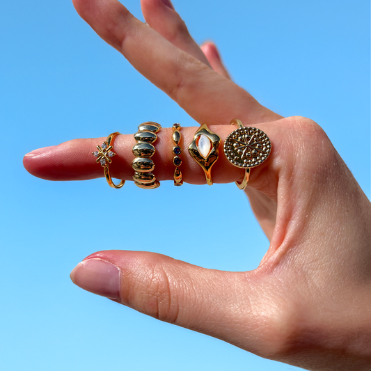 Forgyldt Blå Elegance Ring