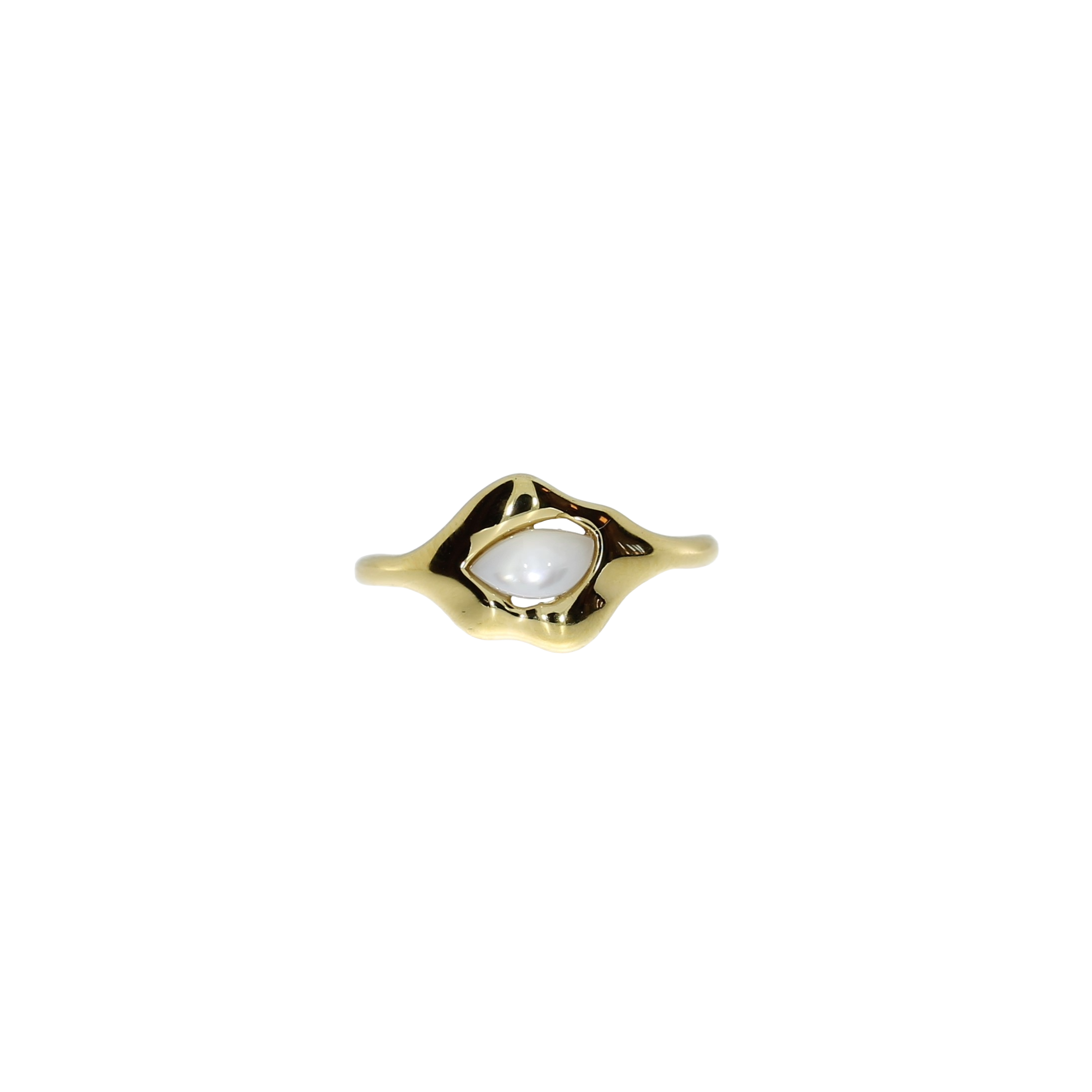 Forgyldt Organiskformet Mælkehvid Mini Ring