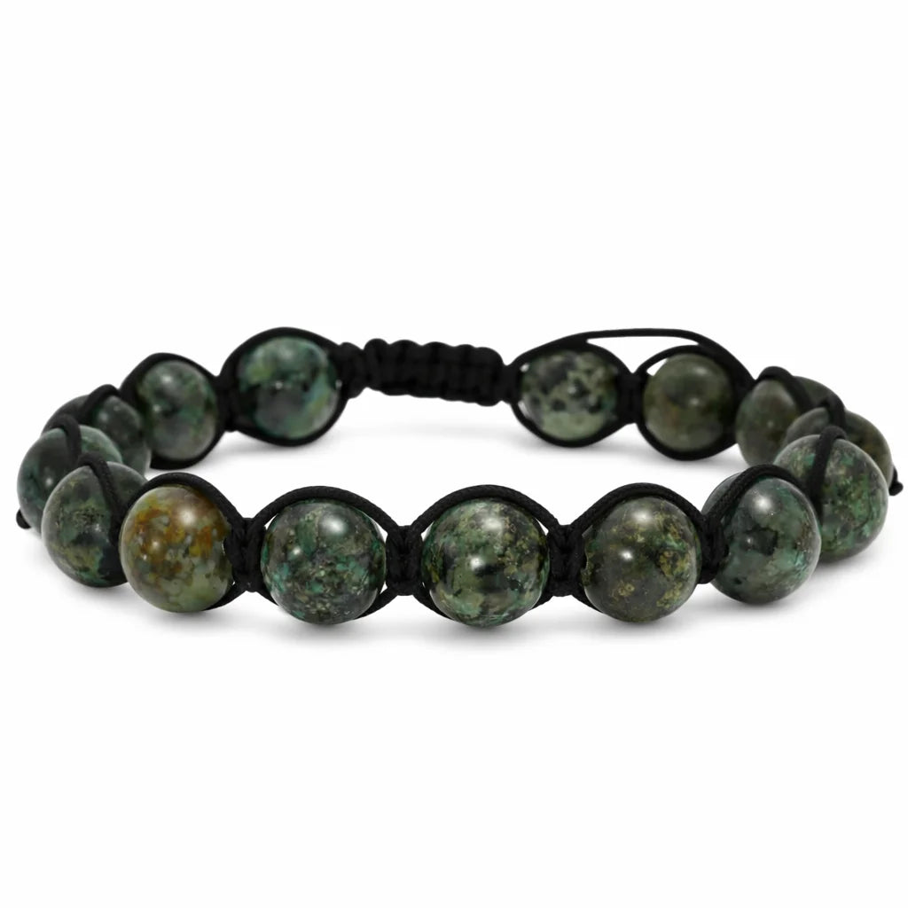 Flettet Armbånd med Afrikansk Turkis 10mm