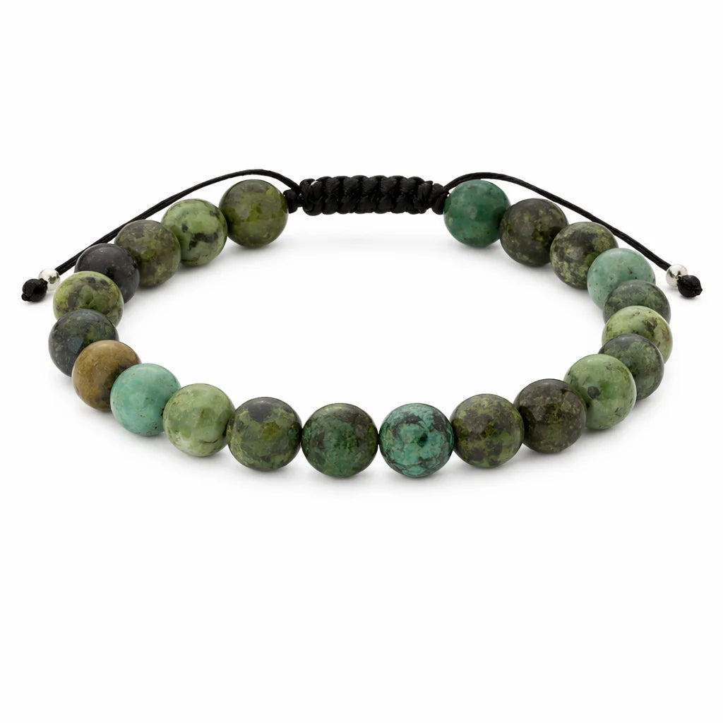 Flettet Armbånd med Afrikansk Turkis 6mm