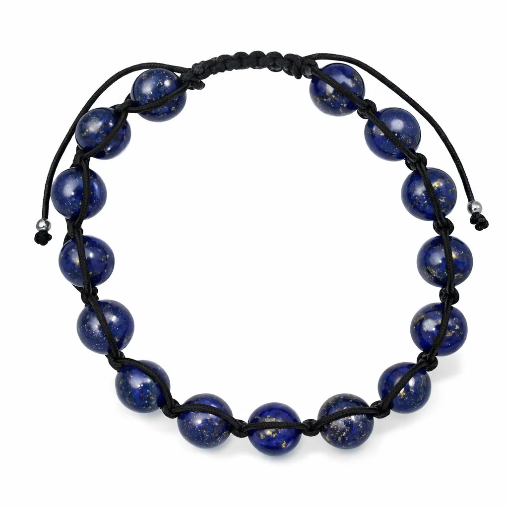 Flettet Armbånd med Lapis 10mm