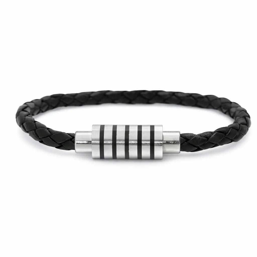 Flettet Læderarmbånd Sort