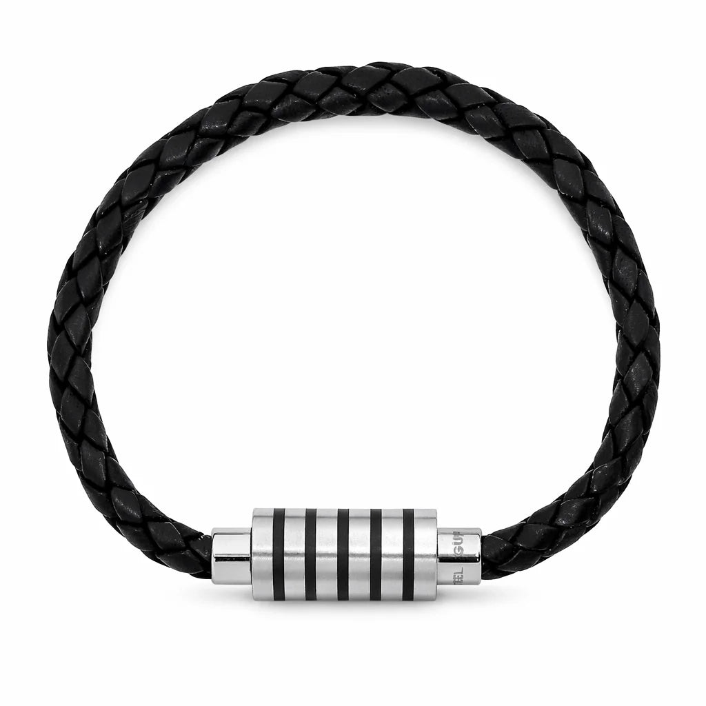 Flettet Læderarmbånd Sort