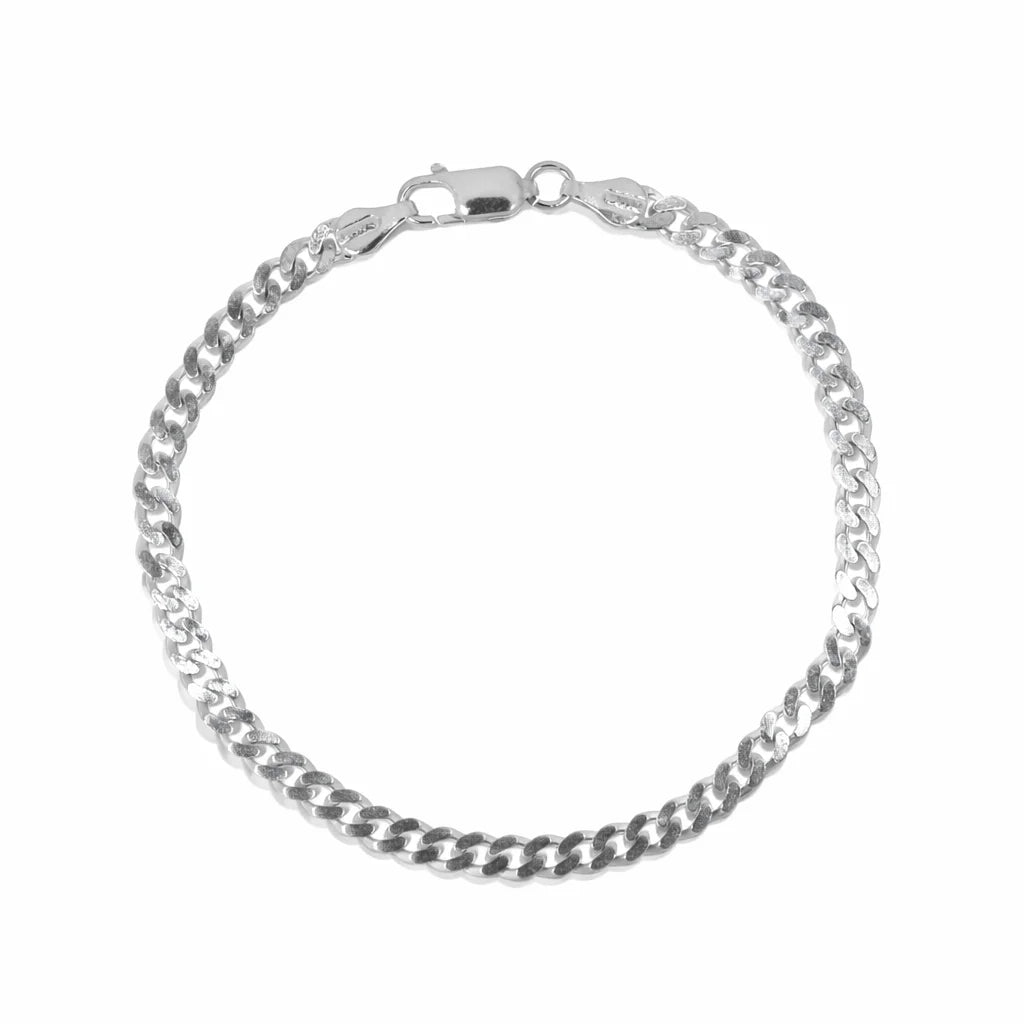 Sølv Panser Facet Armbånd 4mm