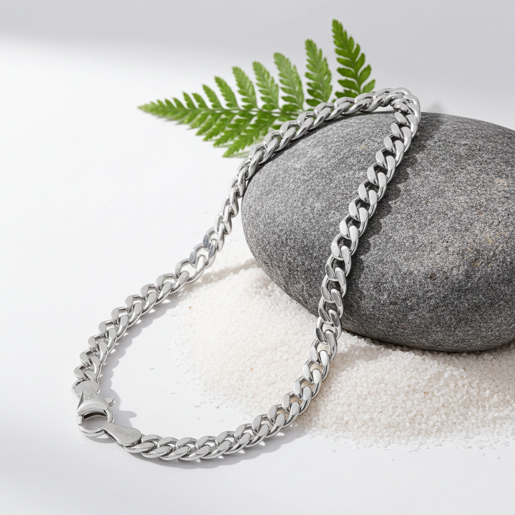 Sølv Panser Facet Armbånd 4mm