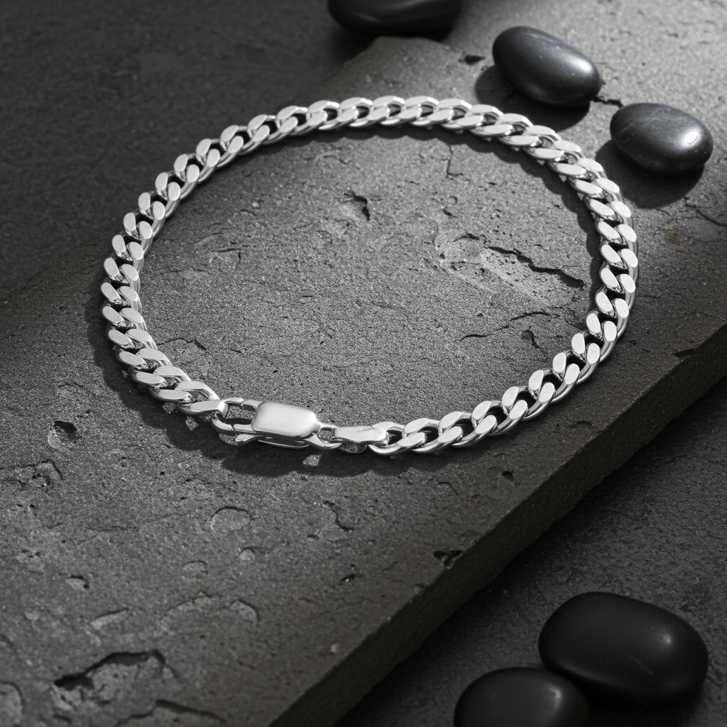 Sølv Panser Facet Armbånd 5mm