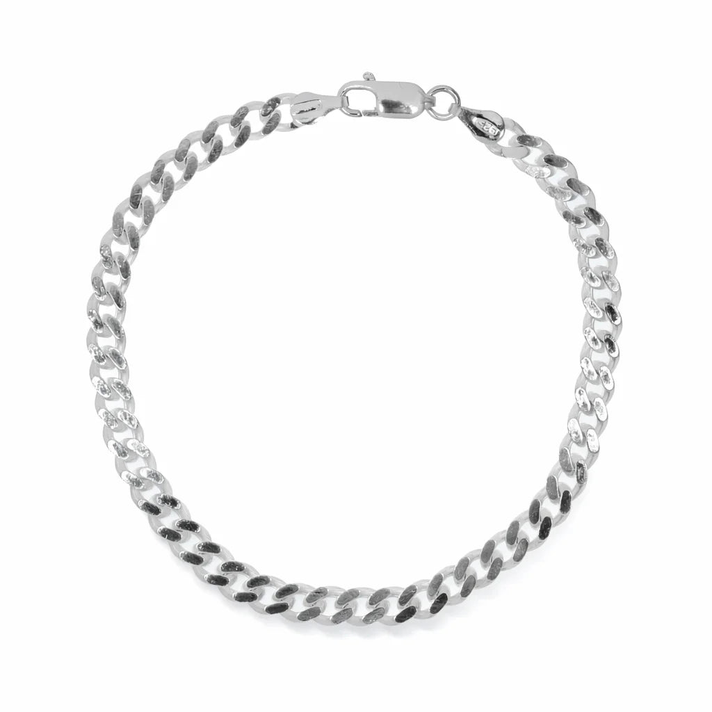Sølv Panser Facet Armbånd 5mm