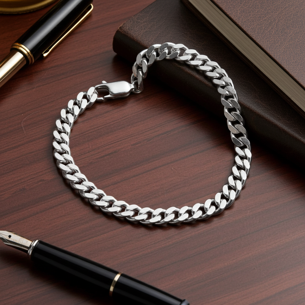 Sølv Panser Facet Armbånd 5mm