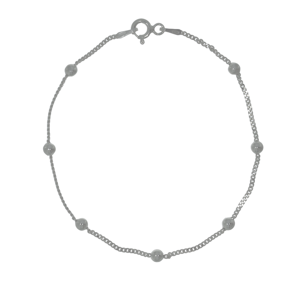 Sølv Panser Facet Kugle Armbånd