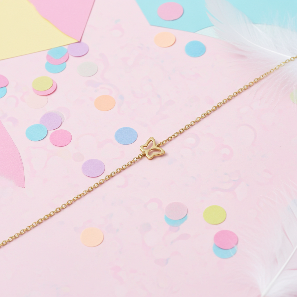 8 Karat Sommerfugl Børnearmbånd