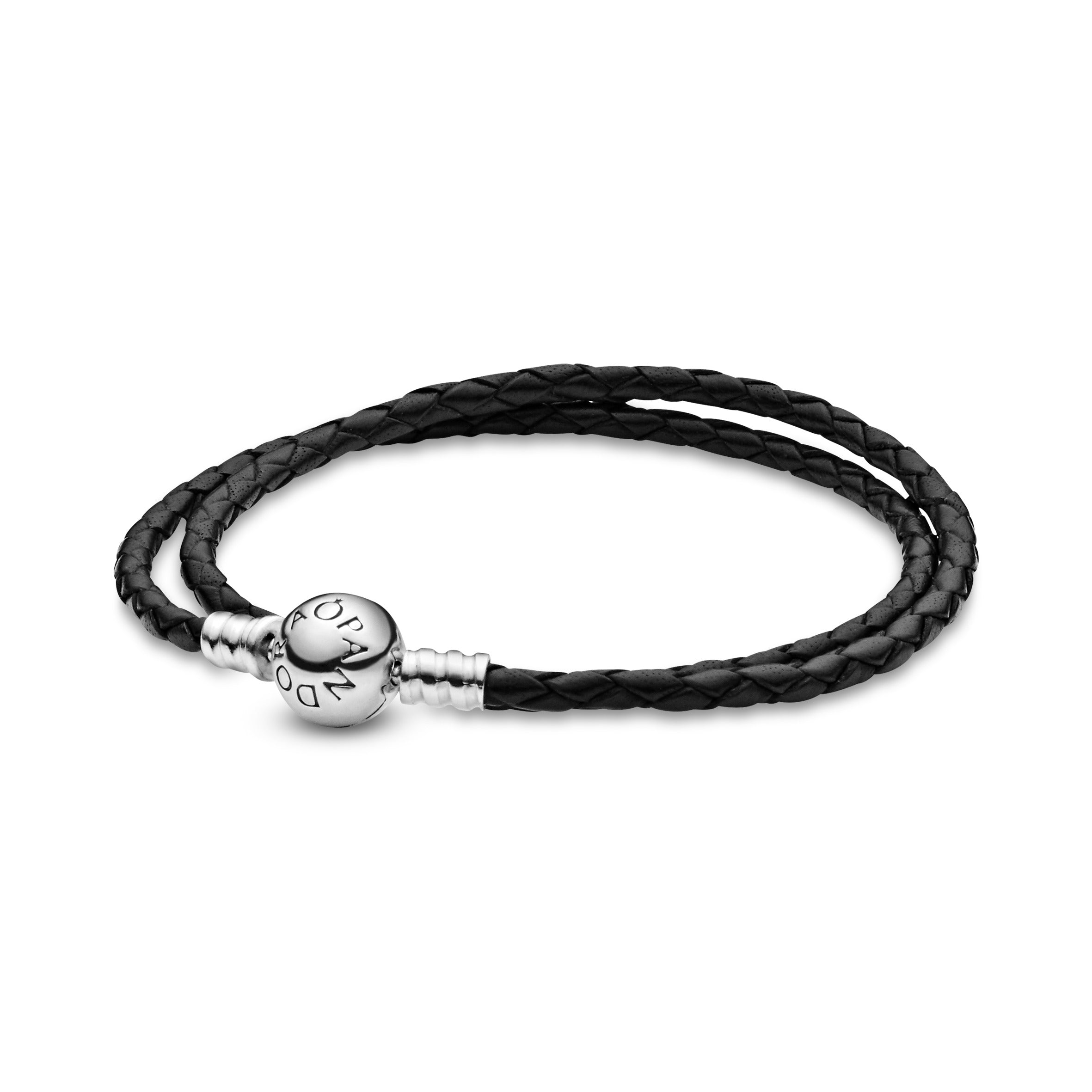 Pandora Moments Dobbelt Sort Læderarmbånd