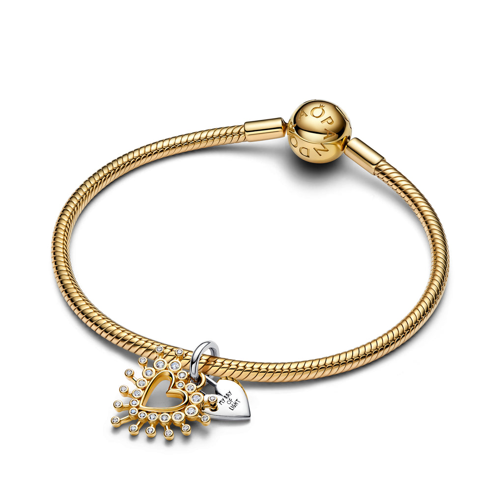 Funklende Hjerte Charm med dobbelt vedhæng