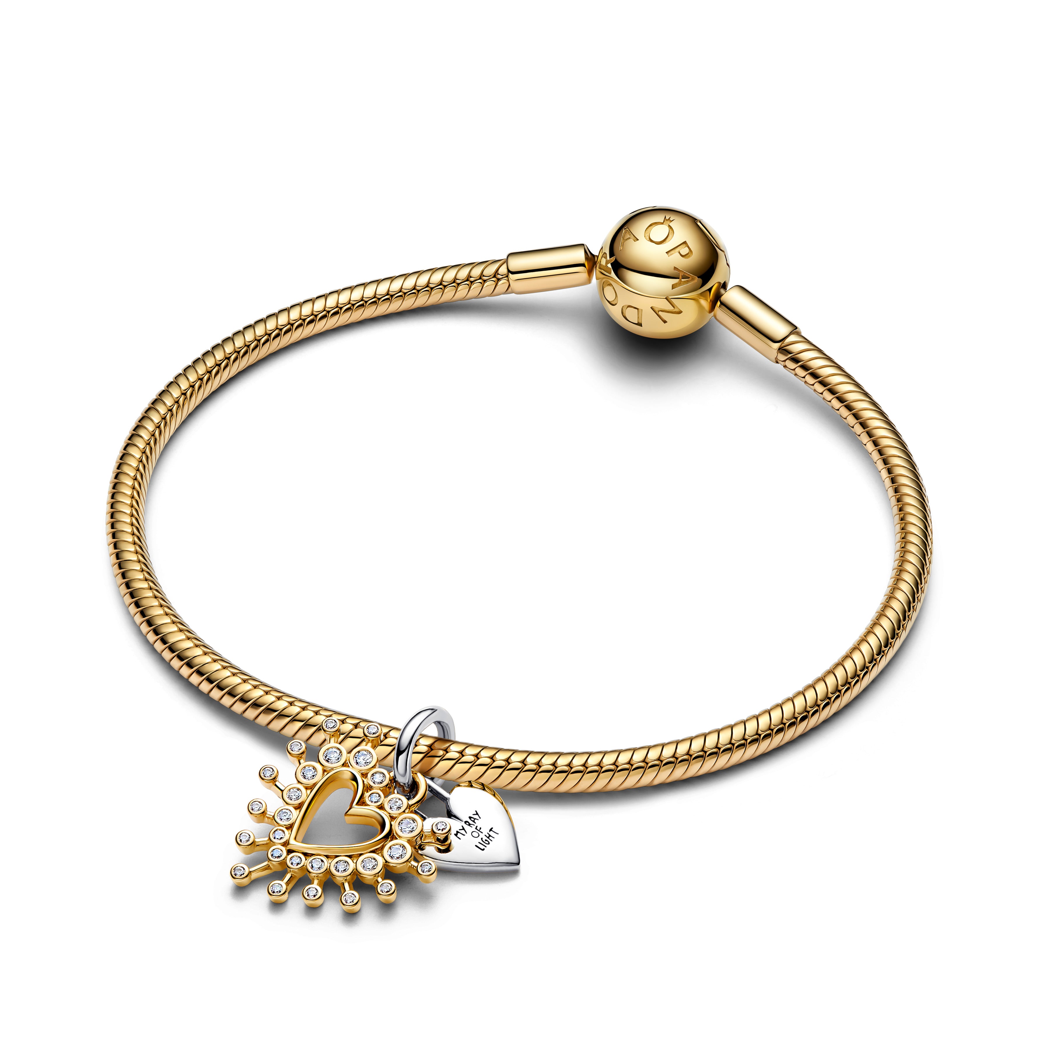 Funklende Hjerte Charm med dobbelt vedhæng