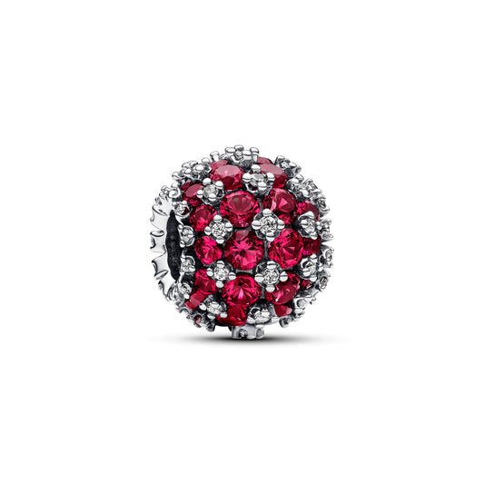 Funklende Pavé Rundt Pink Charm
