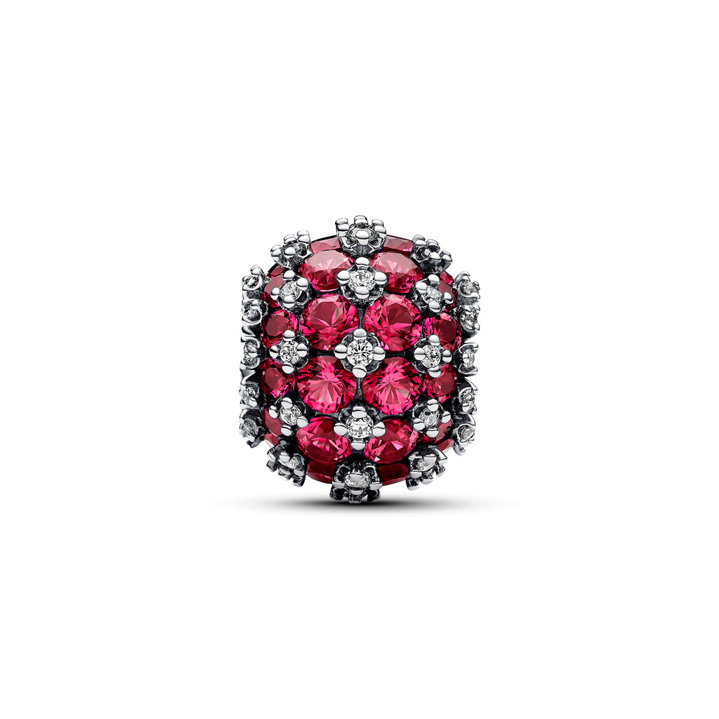 Funklende Pavé Rundt Pink Charm