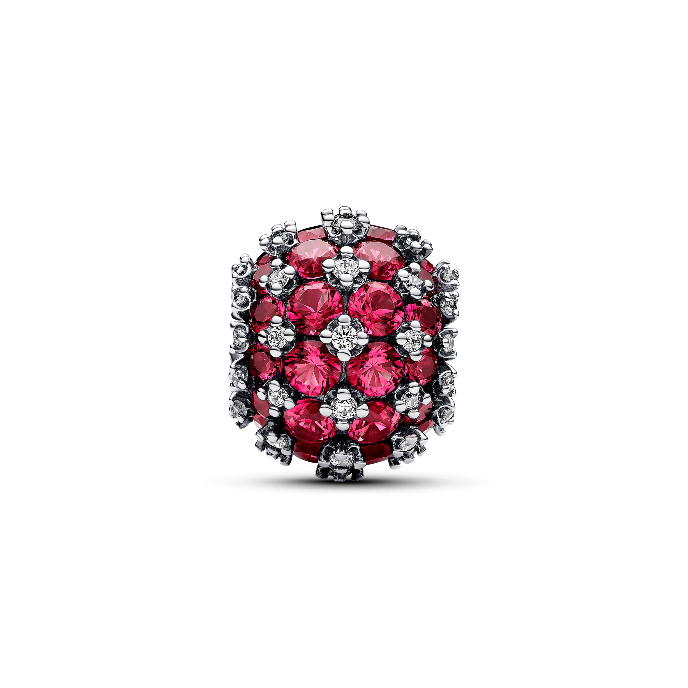 Funklende Pavé Rundt Pink Charm