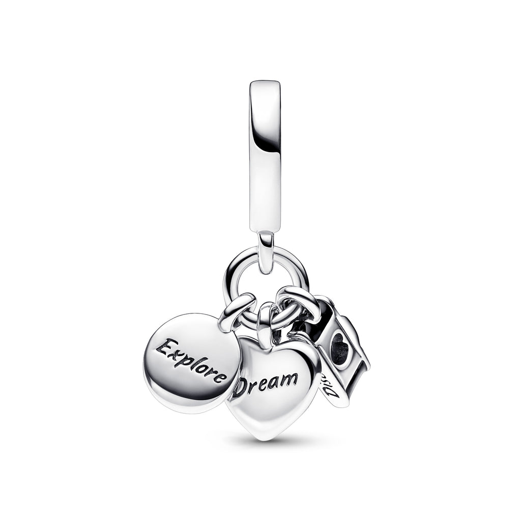 Kamera, Hjerte & Kompas Tredobbelt charm