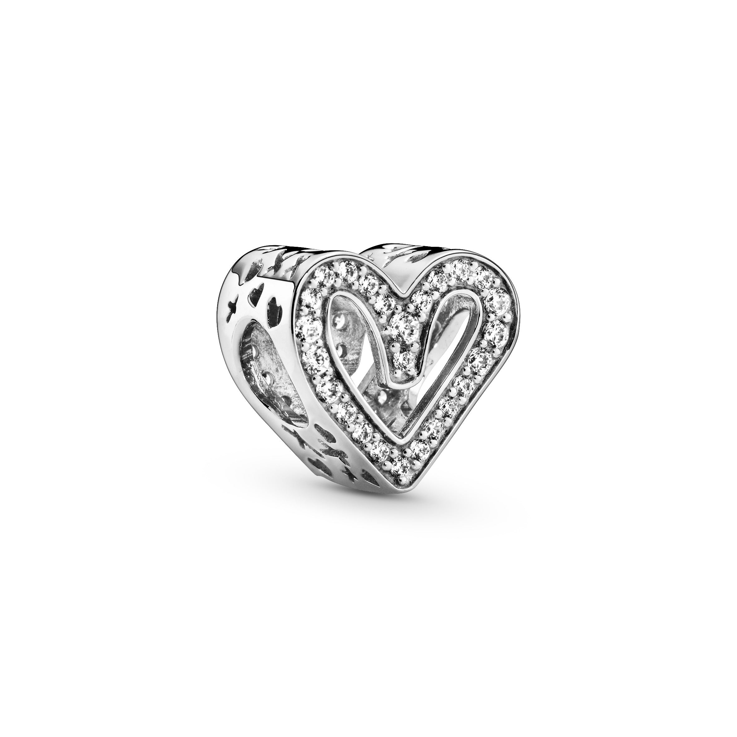 Funklende Frihåndshjerte Charm