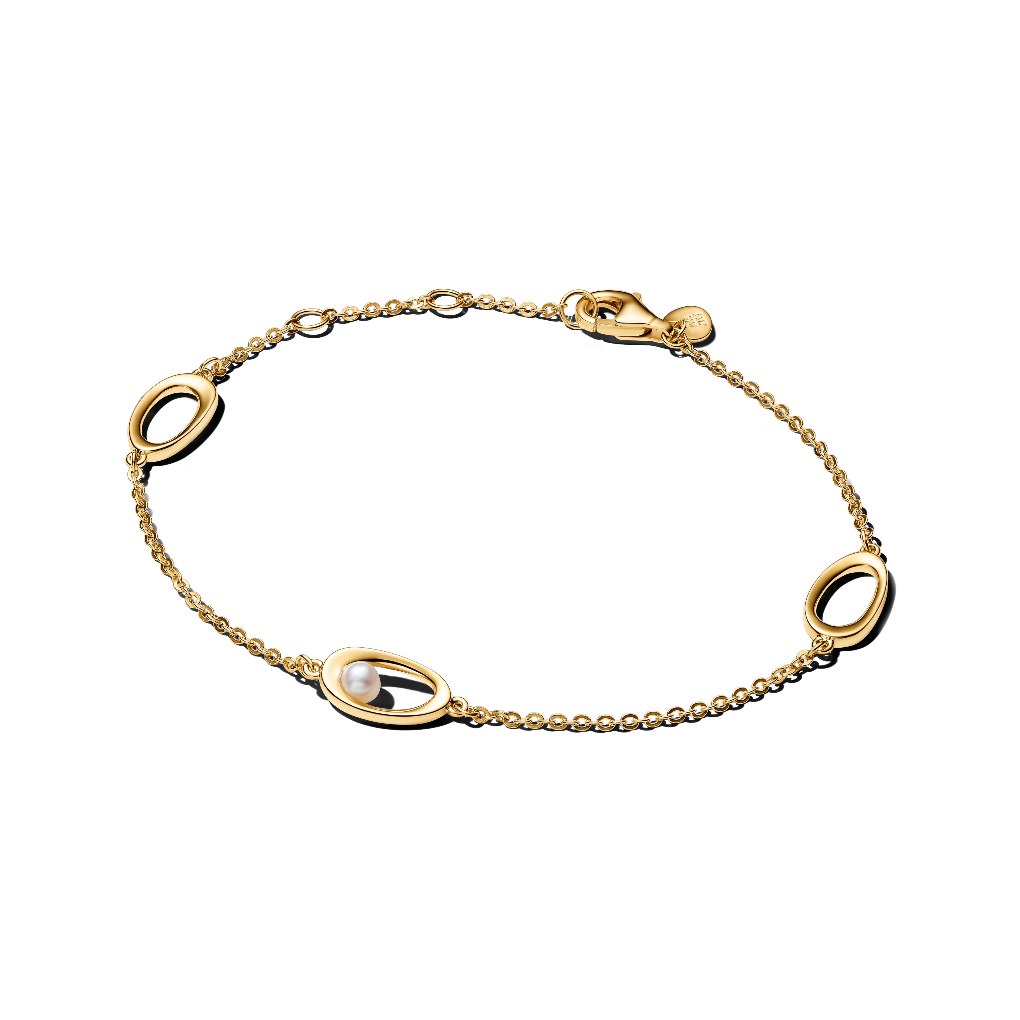 Organisk formet Oval & Behandlet Ferskvandskulturperle Armbånd