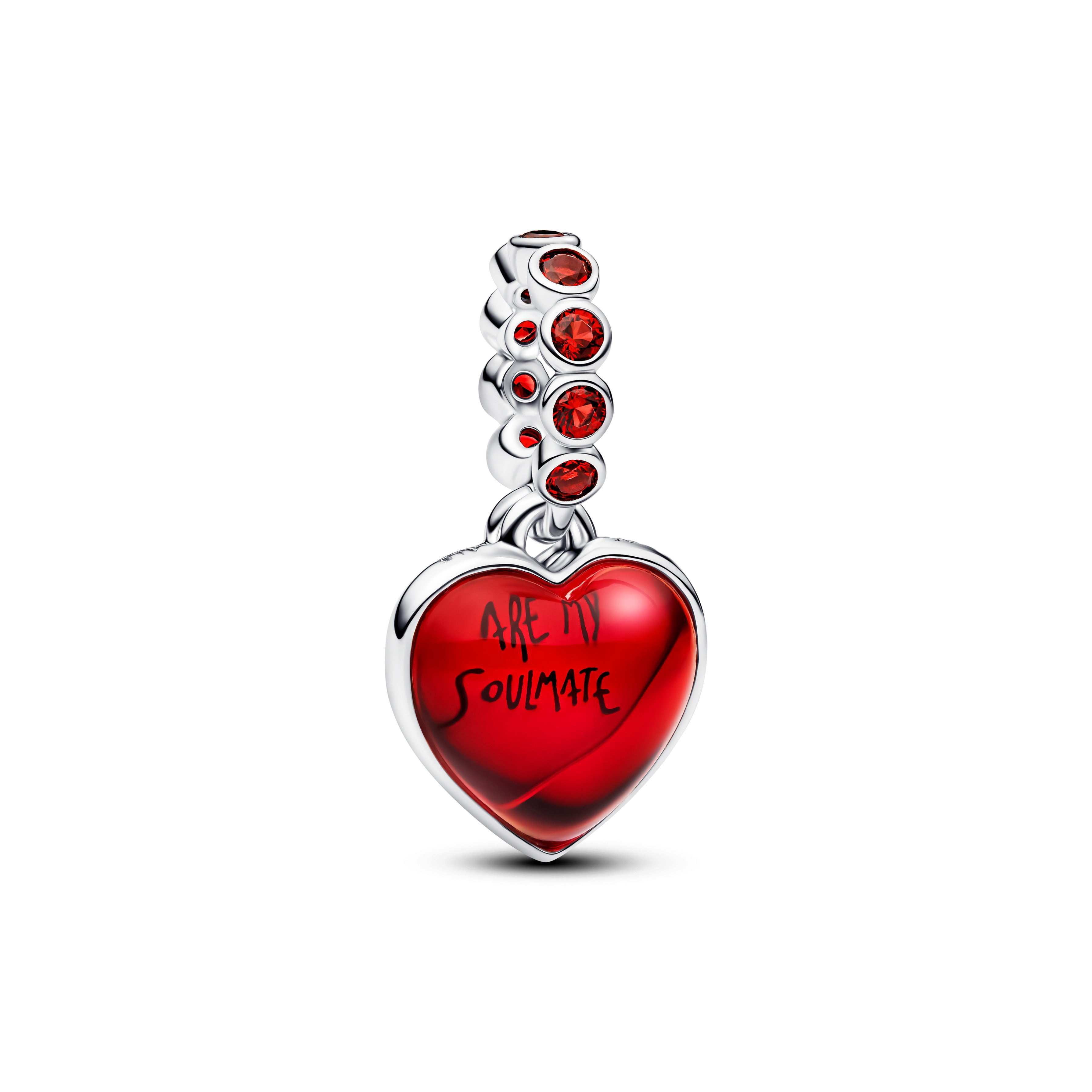 Rødt Muranoglas Hjerte Charm