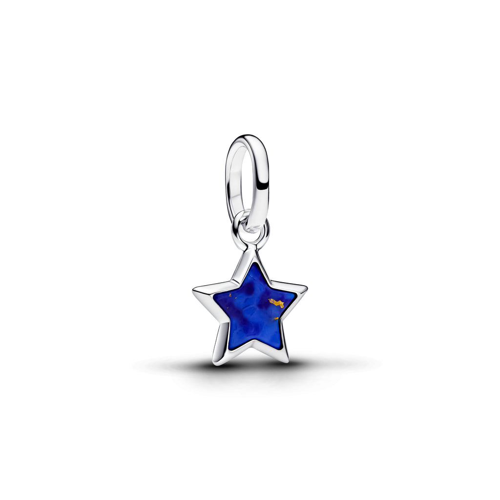 Blå Stjerne Mini Charm med Vedhæng