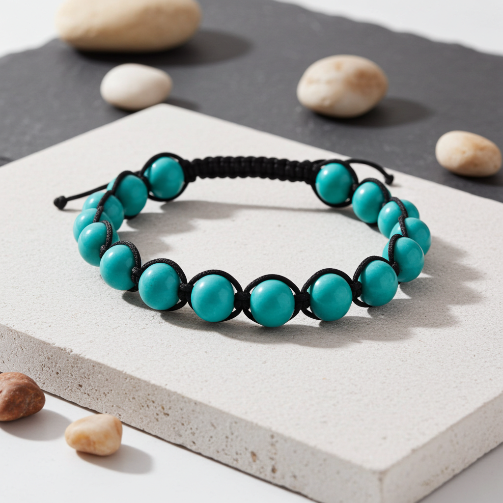 Flettet Armbånd med Howlite Turkis 10mm