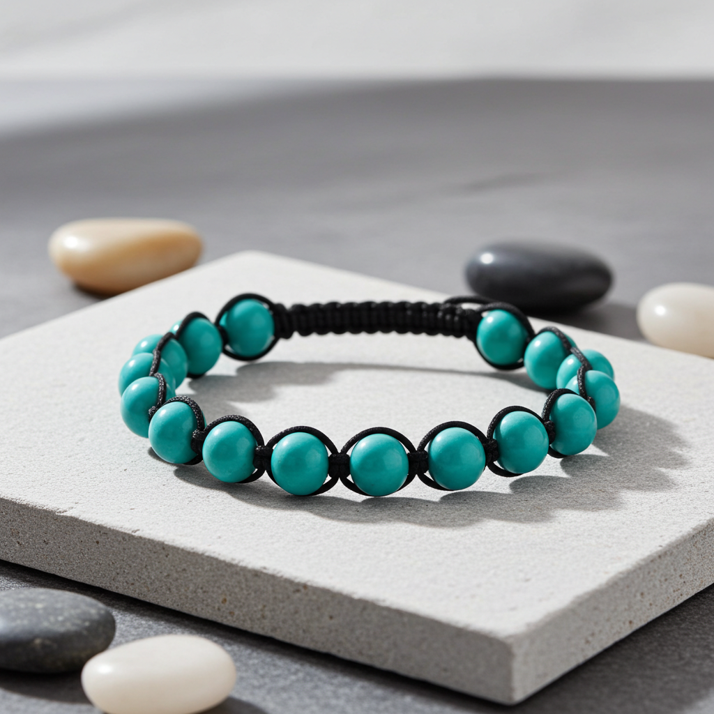 Flettet Armbånd med Howlite Turkis 10mm
