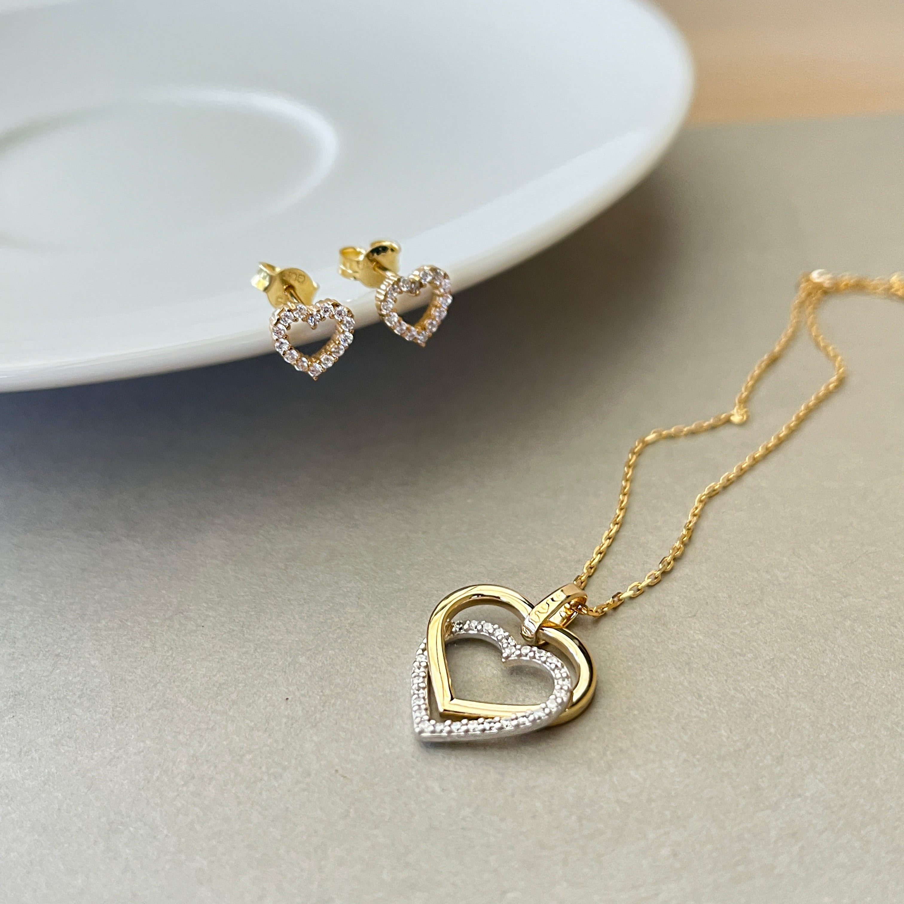 9 Karat Funklende Hjerte Ørestikker