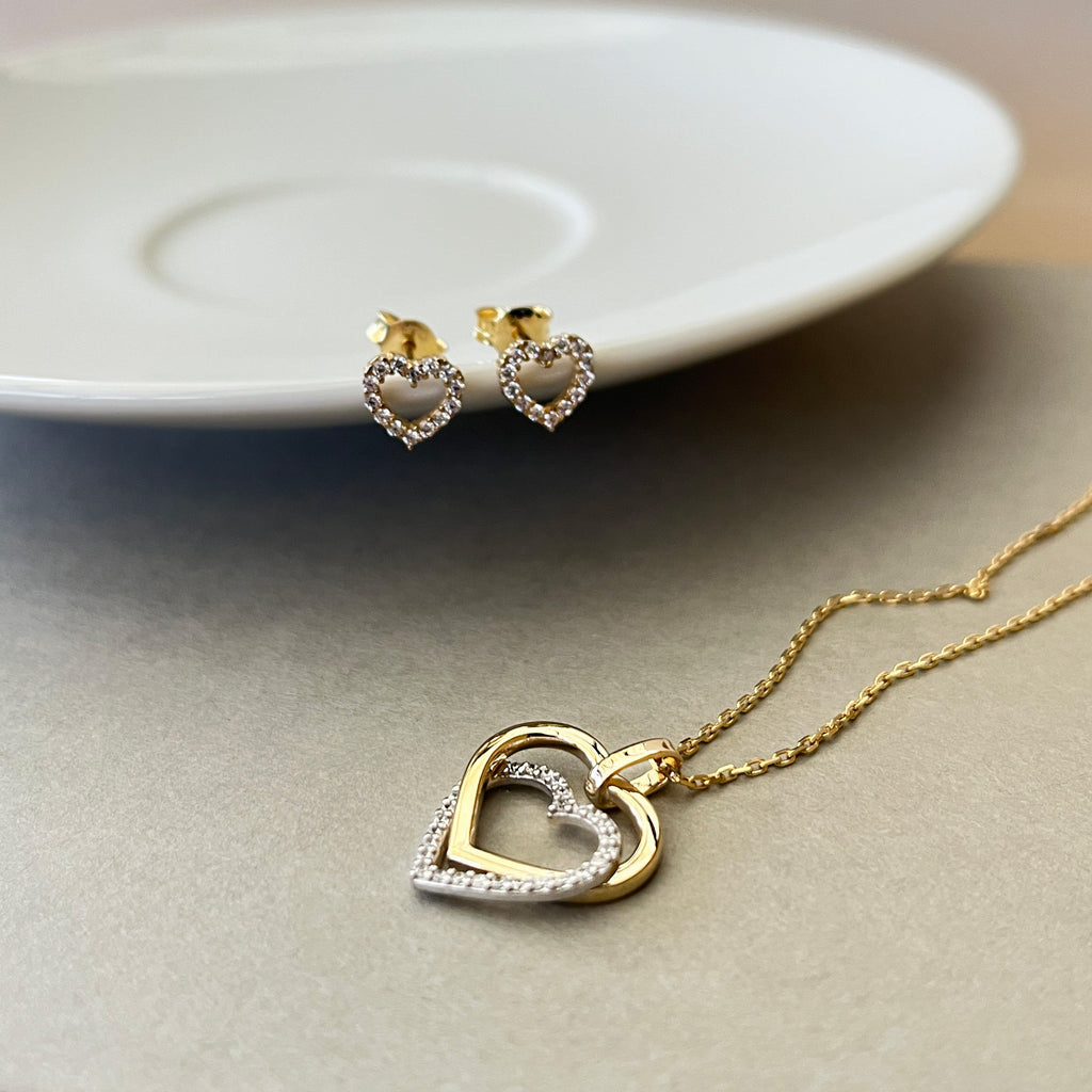 9 Karat Funklende Hjerte Ørestikker