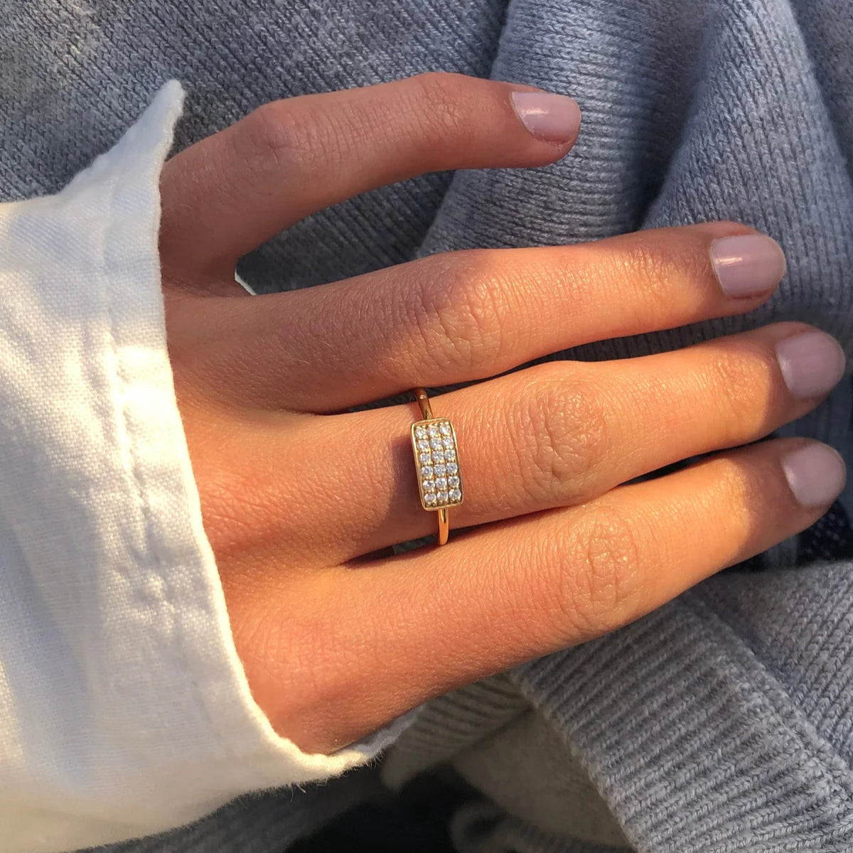 Square Diamantring - 18kt Rødguld