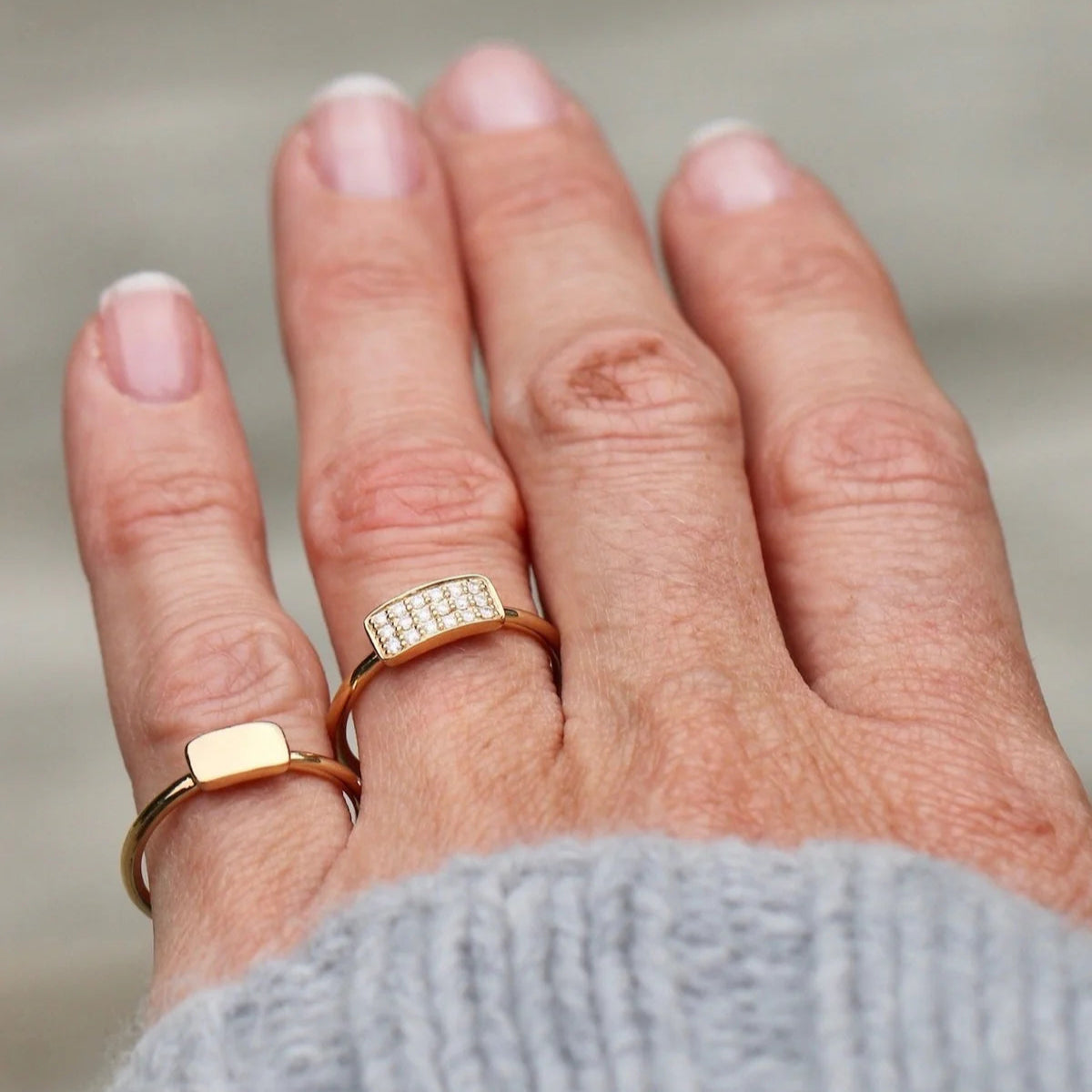 Square Diamantring - 18kt Rødguld