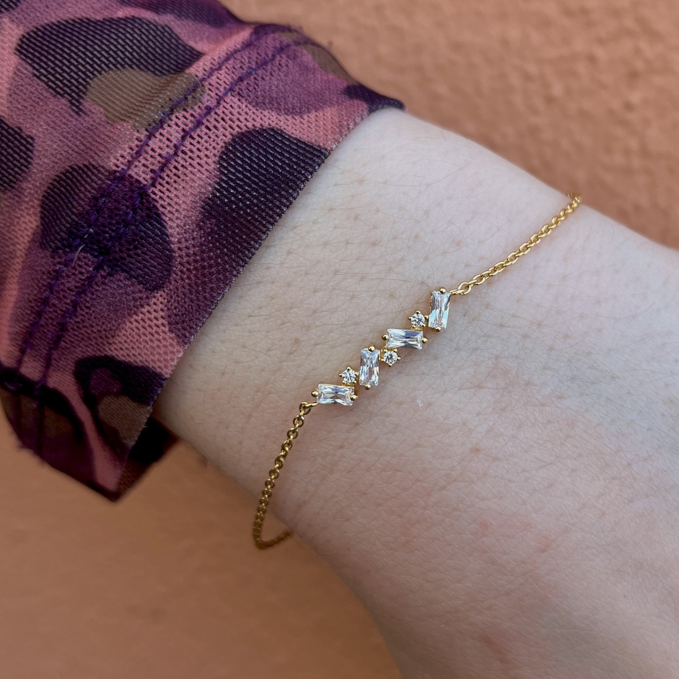 Forgyldt Firkantede Sten Armbånd
