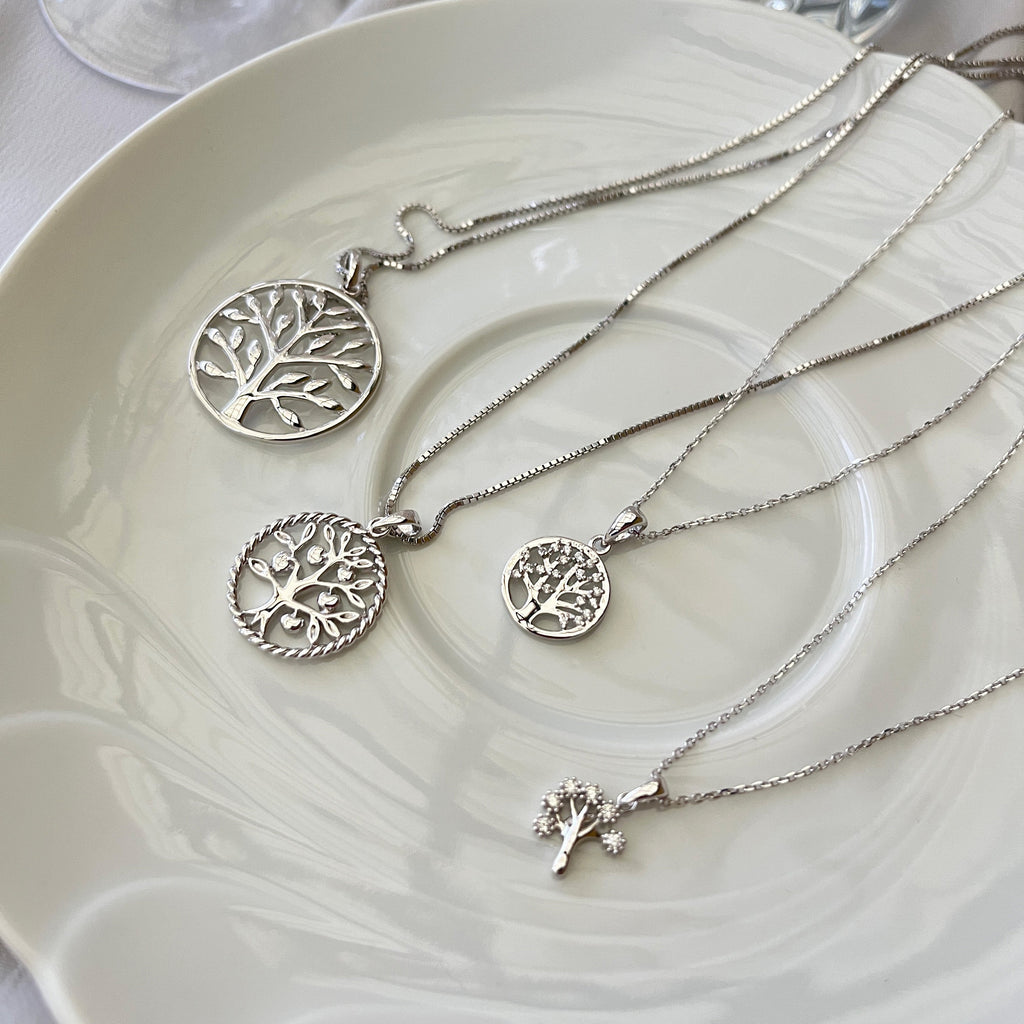 Sølv Livets Træ Halskæde