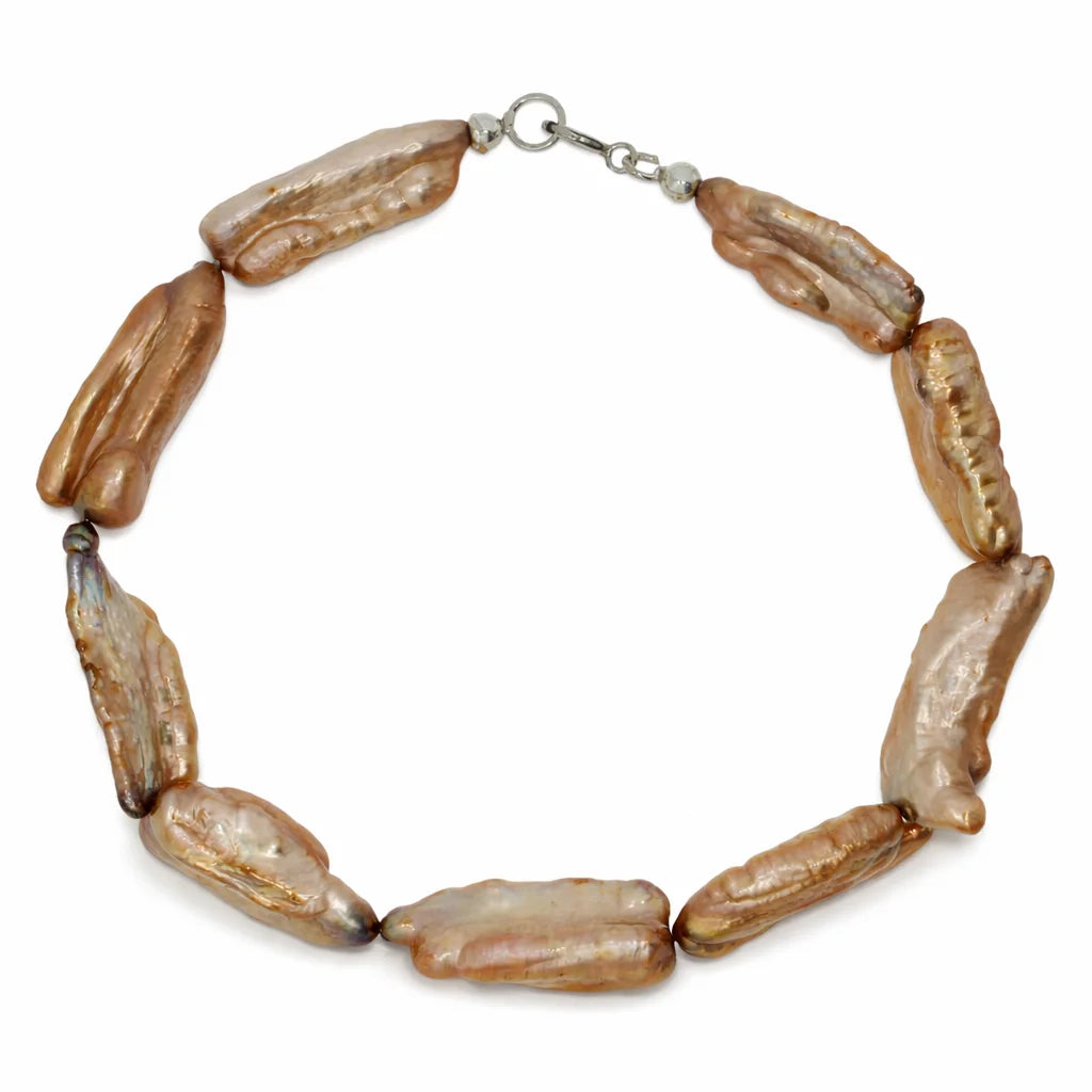 Orange Barokke Ferskvandsperle Armbånd